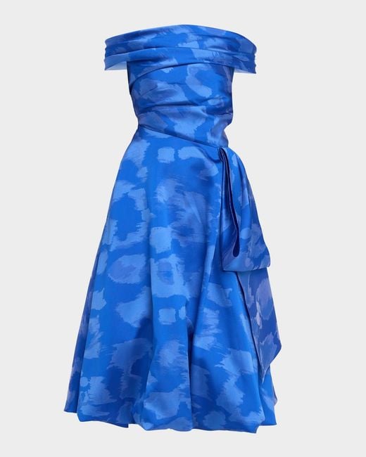 talbot runhof blue dress $1625 Women's Button Collar Midi Size 40 hugging silhouette with flattering draping near the waistline Talbot Runhof Women's Royal Blue