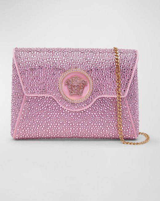 Versace Pink La Medusa Mini Crystal Crossbody Bag