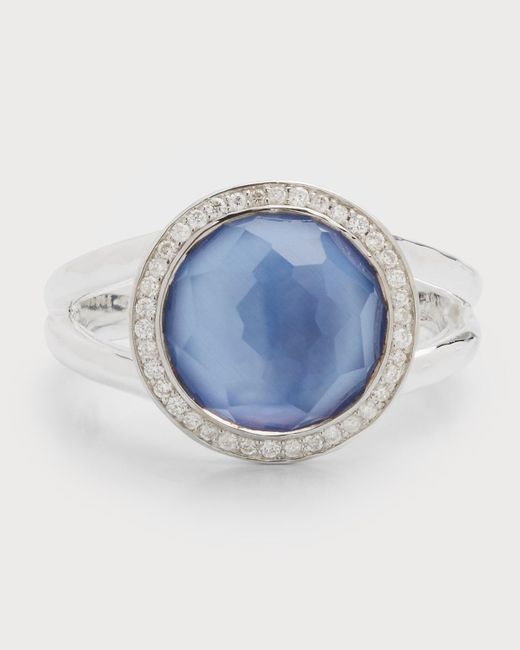 Ippolita Blue Mini Ring In Sterling Silver With Diamonds