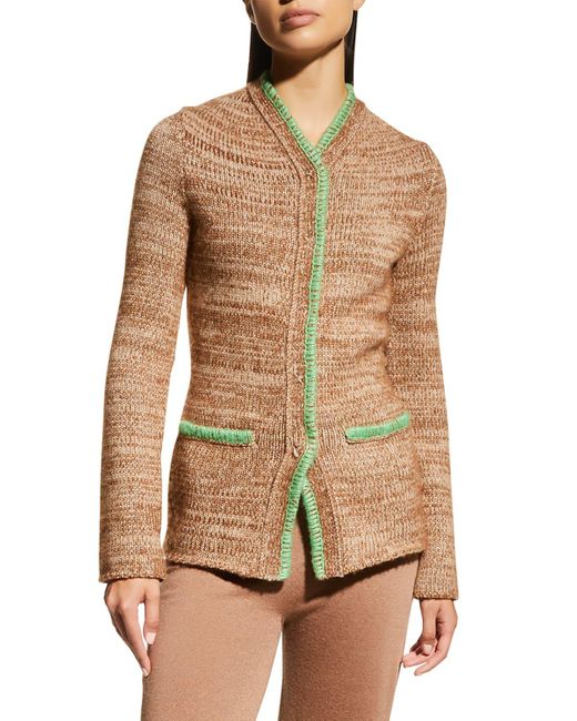 Giorgio Armani Natural Snap-front Cashmere Jacket W/ Contrast Stitching