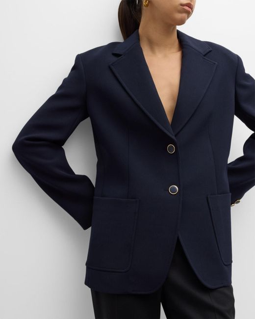 St. John Black Stretch Crepe Single-Breasted Suiting Jacket