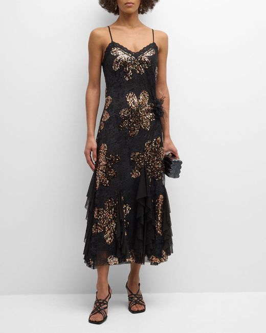 Le Superbe Black Naomi Godet Embellished Midi Dress