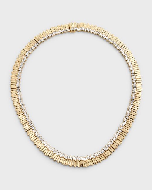 KALAN by Suzanne Kalan Metallic 18k Yellow Gold Jagged Baguette Diamond Necklace