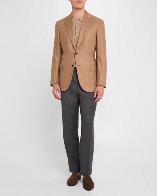 Brioni Natural Apos;S Herringbone Blazer for men