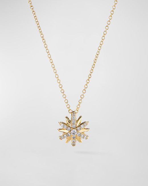 David Yurman White Petite Starburst Station Diamond Necklace In 18k Gold