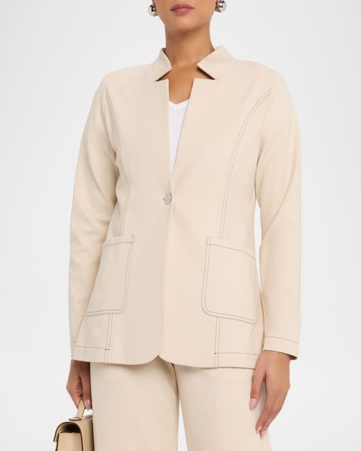 Misook Natural Single-Button Ponte Blazer
