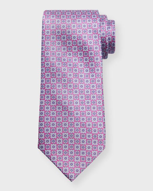 Stefano Ricci Purple Silk Medallion-print Tie for men