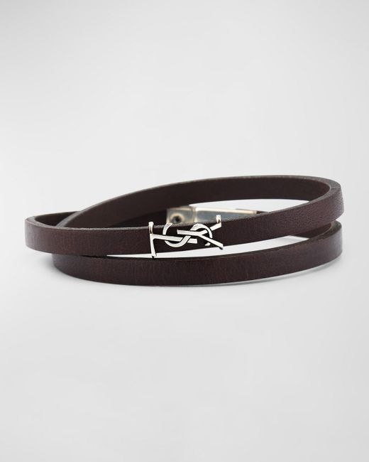 Saint Laurent Multicolor Leather Double-Wrap Ysl Bracelet