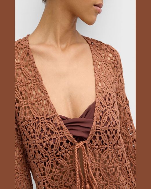 Honorine Brown Mirabelle Crochet Mini Dress