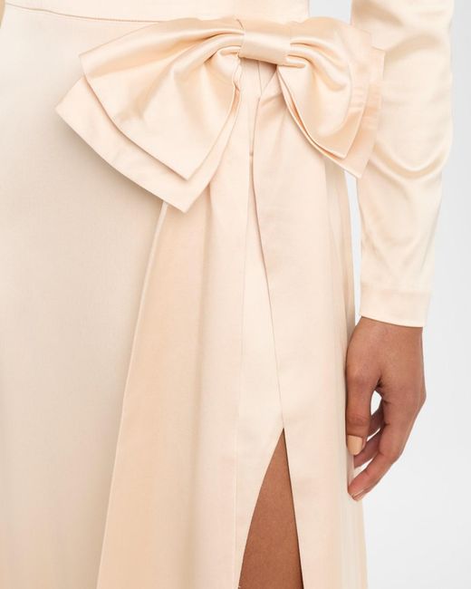 dress the population daphne dress Dress the Population Black Label Women's Natural Daphne Bow-Draped Satin  Gown