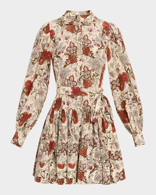 Ulla Johnson Women's Simona Silk Long-Sleeve Mini Shirtdress