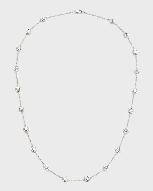 Neiman Marcus White 18K Round Lab Grown Diamond By-The-Yard Necklace, 18"L, 4.0Tcw