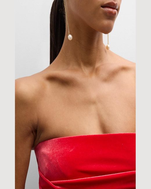 Alex Perry Red Jaden Tucked Velvet Strapless Mini Dress