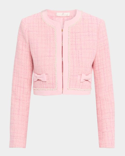 LoveShackFancy Pink Ralphette Cropped Tweed Jacket