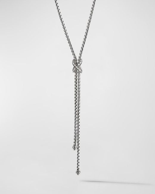 David Yurman White Petite X Lariat Y Necklace With Pave Diamonds