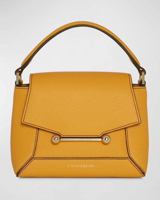 Strathberry Yellow Mosaic Nana Leather Top-Handle Bag