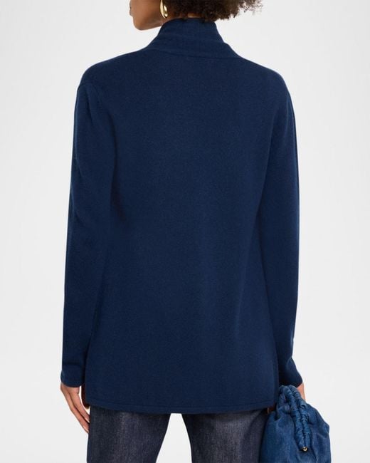 Neiman Marcus Blue Cashmere Basic Open Cardigan