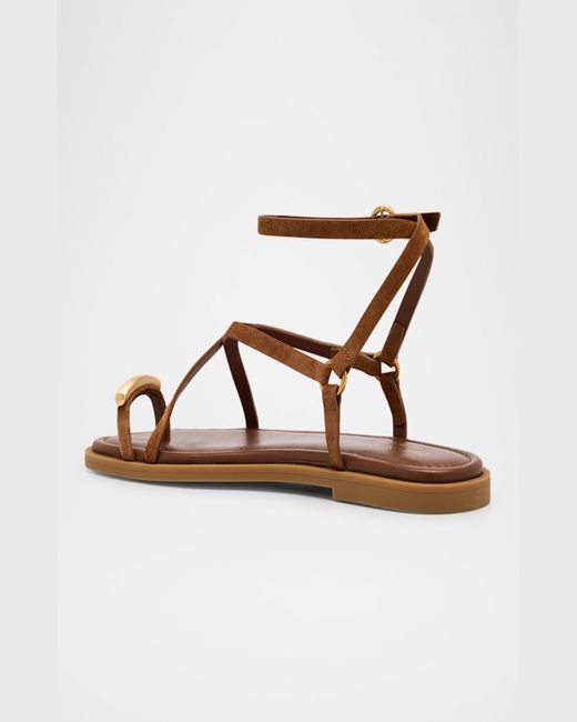 Rag & Bone Brown Suede Geo Strappy Toe-Ring Sandals