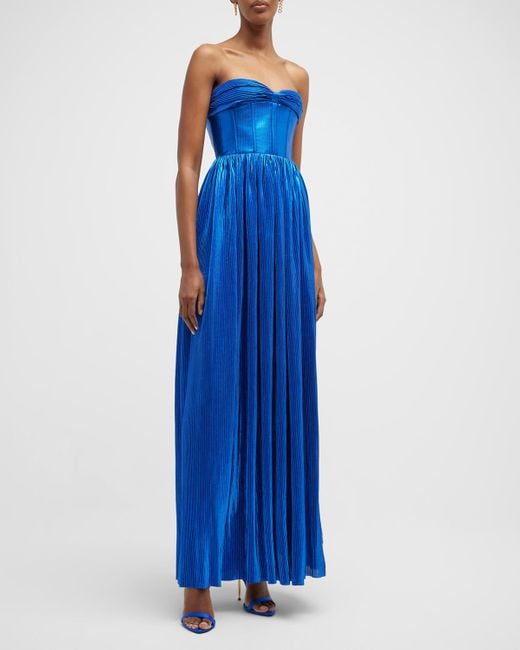 Bronx and Banco Florence Plisse Corset Gown in Blue | Lyst