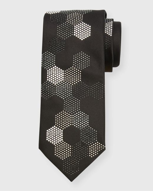 Stefano Ricci Black Honeycomb Crystal Silk Tie for men