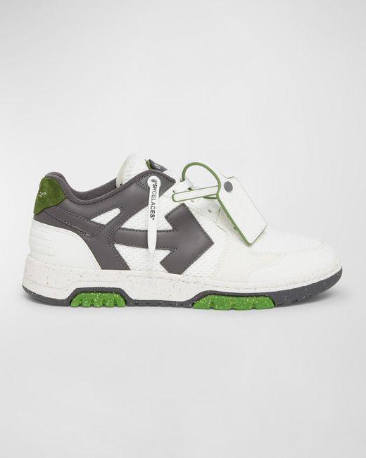 Off-White c/o Virgil Abloh White Slim Out Of Office Mesh And Leather Low-top Sneakers for men