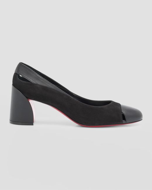 Christian Louboutin Black Miss Duvette Mixed Leather Red Sole Pumps