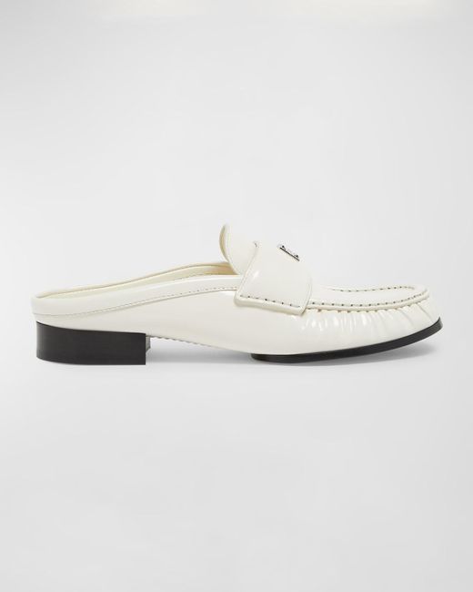 Givenchy White 4G Patent Leather Mule Loafers