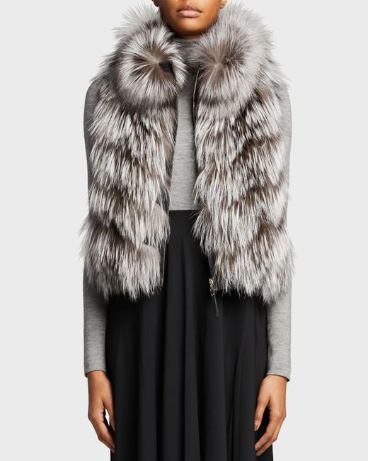 Gorski Black Reversible Fox Fur Vest