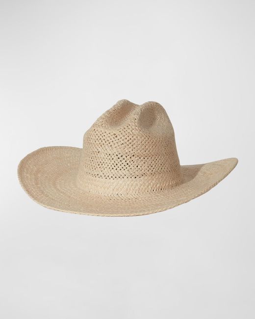 Janessa Leone White Aiden Straw Western Hat