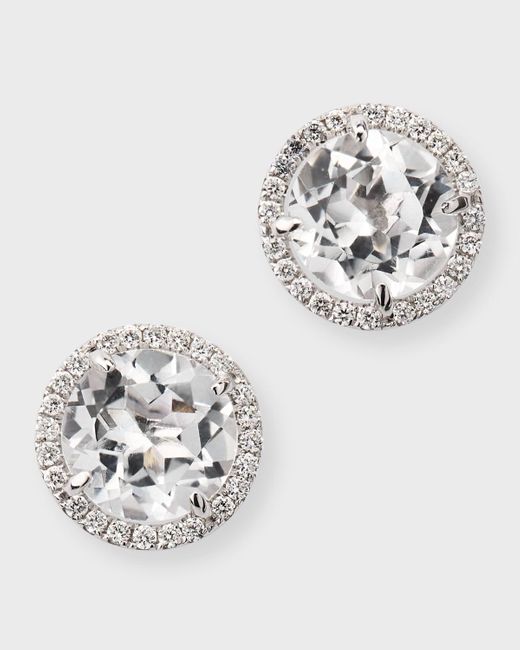 Frederic Sage White Topaz & Diamond Stud Earrings