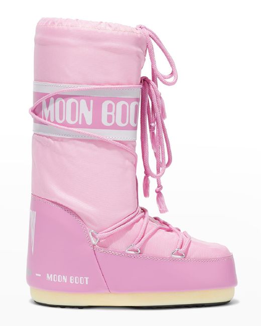 Moon Boot Pink Nylon Lace-up Snow Boots