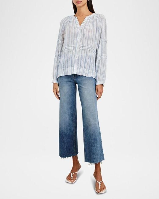 Rails White Frances Button-Front Linen Blouse