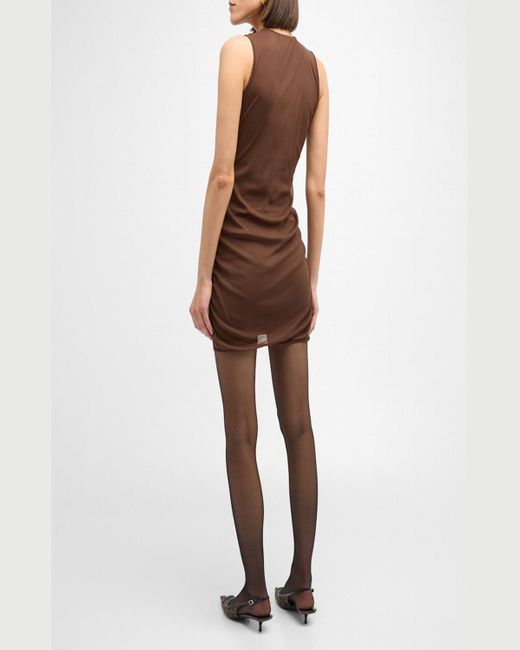 Saint Laurent Brown Tulle Stretch Mini Dress
