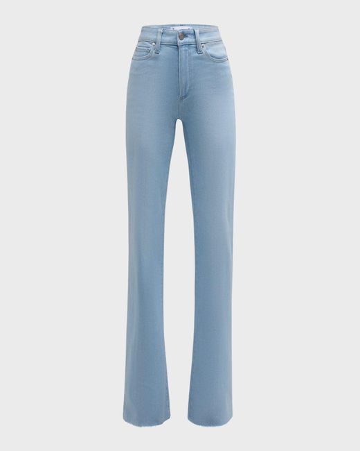 PAIGE Blue Leenah Wide-Leg Raw Hem Jeans