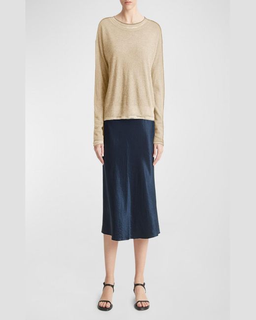 Vince Natural Wool And Silk Double-layer Crop Sweater