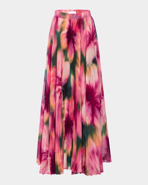 MISA Los Angles Pink Ilona Pleated Chiffon Maxi Skirt