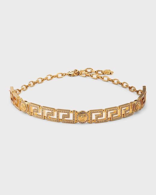 Versace Metallic Medusa Choker Necklace With Strass Crystals