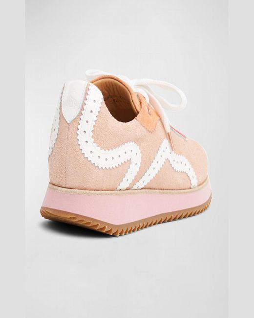 The Office Of Angela Scott Pink The Remi Multi Suede Runner Sneakers