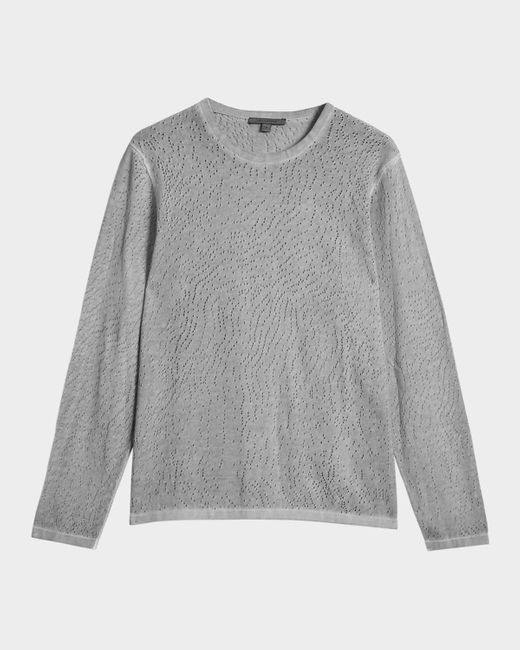 John Varvatos Gray Camden Mesh Stitch Sweater for men