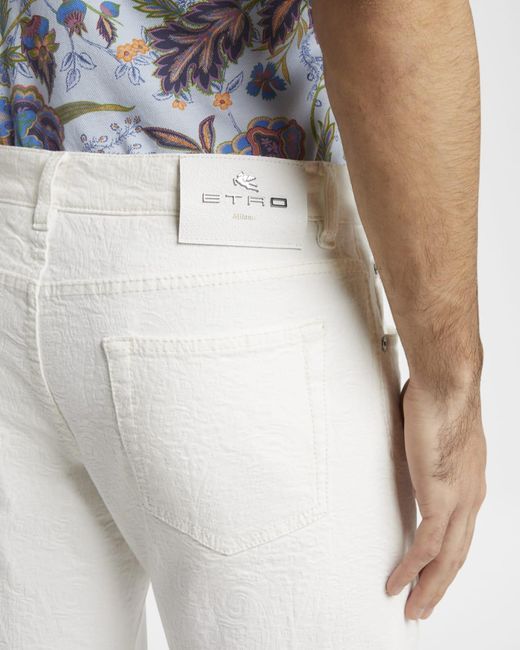 Etro White Apos;S Tonal Jacquard Denim Straight-Leg Jeans for men