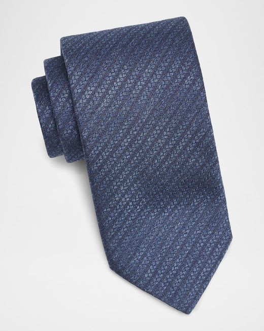 Canali Blue Herringbone Silk Tie for men