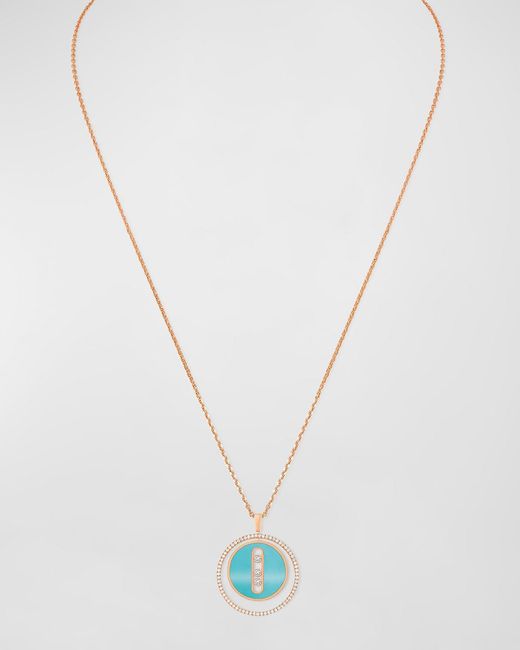 Messika White Lucky Move 18k Rose Gold Turquoise Pendant Necklace