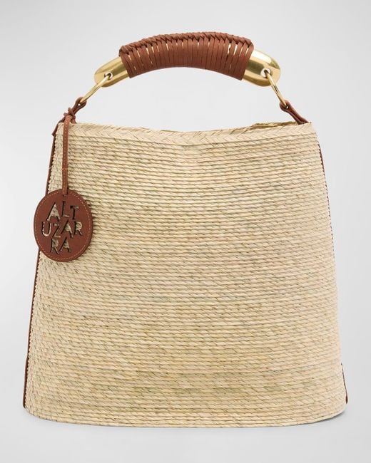 Altuzarra Natural Watermill Straw Metal Top-Handle Bag