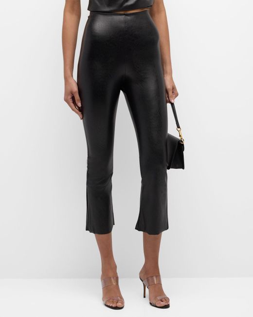 Commando Black Faux Leather Cropped Flare Pants