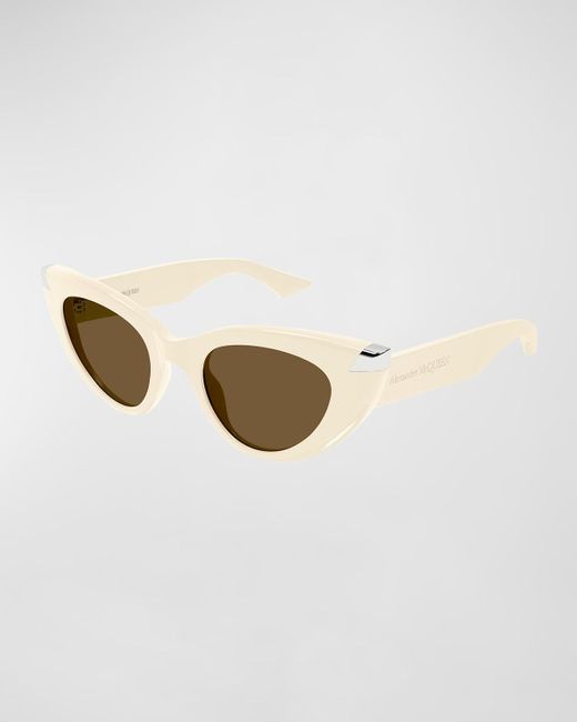 Alexander McQueen Metallic Sleek Acetate Cat-eye Sunglasses
