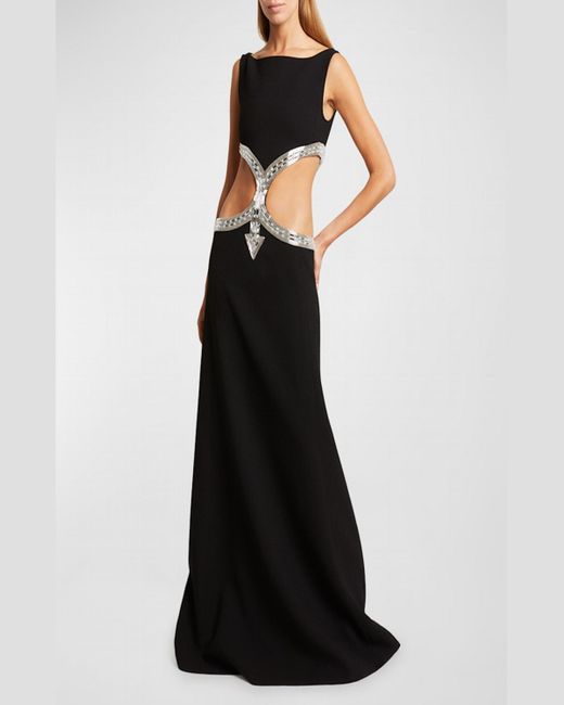 Chloé Black Maude Cutout Gown With Crystal Detail