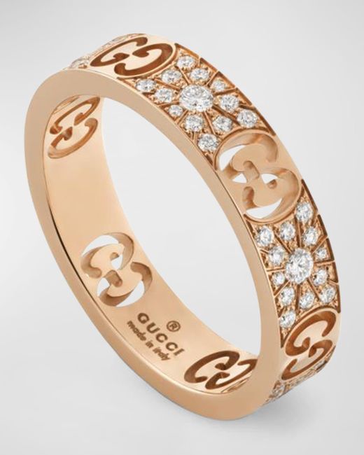 Gucci Metallic 18k Rose Gold Icon Stardust Diamond Ring
