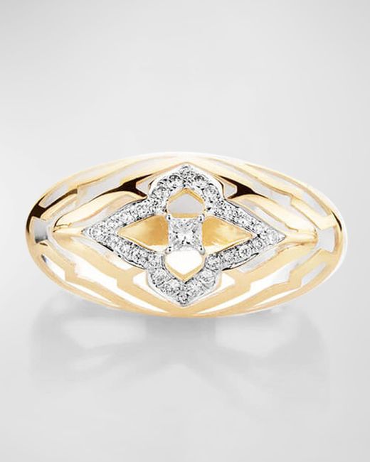 Farah Khan Atelier Metallic 18k Yellow Gold Pure Clear Kashmir Vivacious Ring, Size 7