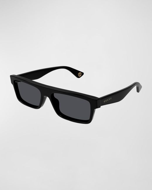Gucci Black Plastic Rectangle Sunglasses for men
