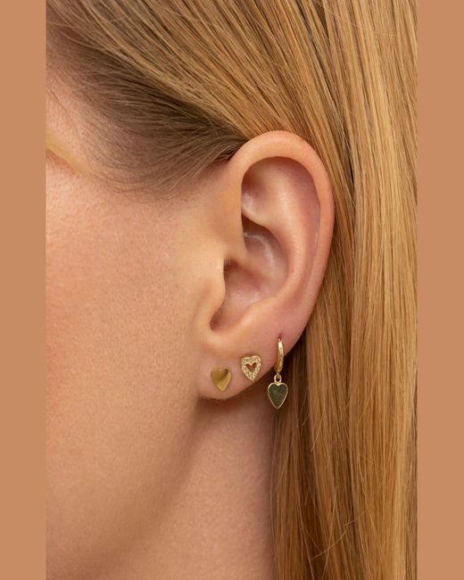 Jennifer Meyer Metallic Mini Diamond Open Heart Stud Earrings